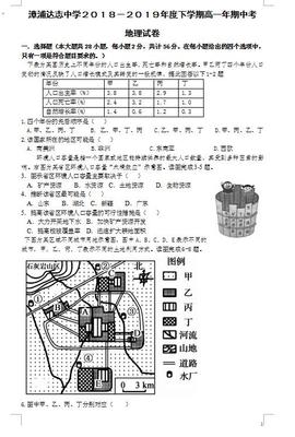 2018-2019漳浦达志中学高一下第二次月考地理试题(下载版)